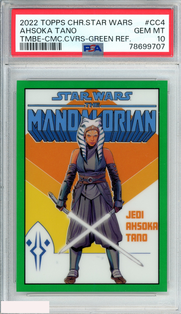 2022 TOPPS CHROME STAR WARS COMIC COVERS AHSOKA TANO #CC4 GREEN 4 OF 50 PSA 10