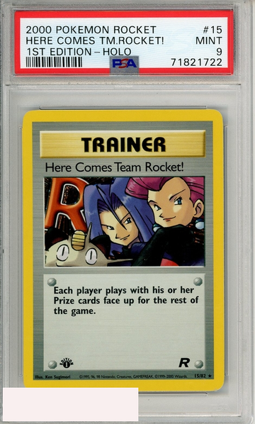 2000 POKEMON ROCKET HERE COMES TM ROCKET! #15 1ST EDITION-HOLO PSA 9 MINT
