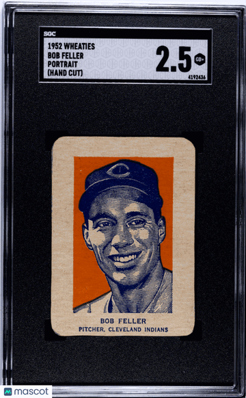 1952 Wheaties Bob Feller Portrait (Hand Cut) SGC 2.5