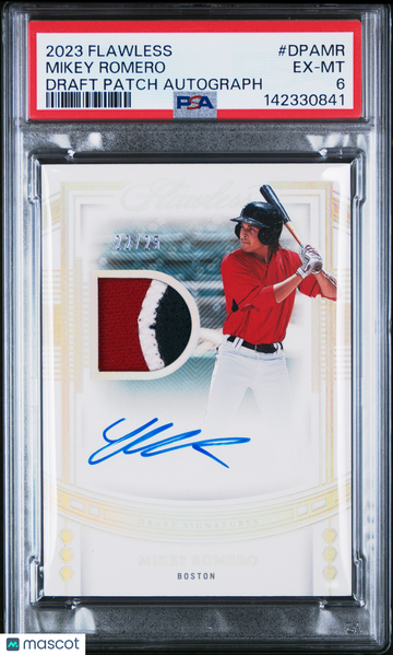 2023 Panini Flawless Draft Patch Autographs Mikey Romero #DPAMR /25 PSA 6