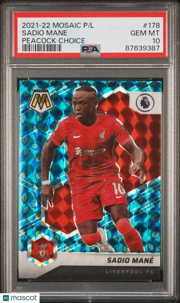 2021 Panini Mosaic Premier League Sadio Mane #178 Peacock Choice PSA 10