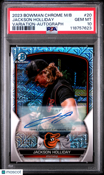 2023 Bowman Mega Box Chrome Jackson Holliday #20 Variation Autograph /25 Short Print Rookie PSA 10