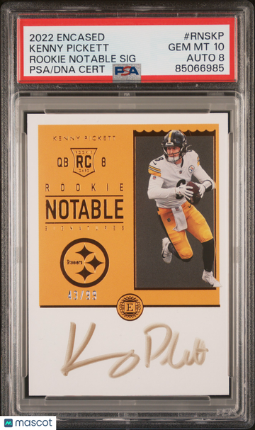2022 Panini Encased Rookie Notable Signatures Kenny Pickett 43/99 #RNSKP PSA 10 Pittsburgh Steelers