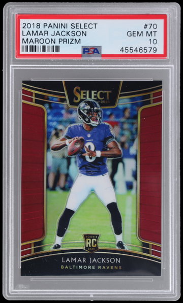 2018 Panini Select Lamar Jackson Concourse Maroon Prizm PSA 10 RC