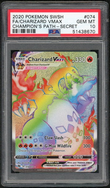 2020 Pokemon Sword and Shield Champion's Path Secret Rare Charizard Vmax #074 PSA 10