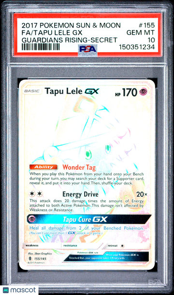2017 Pokemon Sun & Moon Guardians Rising Tapu Lele GX #155 PSA 10