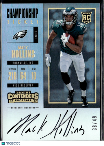 2017 Panini Contenders Championship Ticket Mack Hollins #340 /49 RC