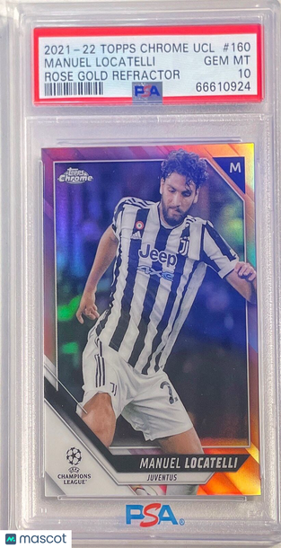 2021 Topps Chrome UEFA Champions League Manuel Locatelli #160 Rose Gold Refractor PSA 10