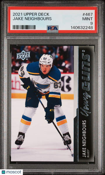 2021-2022 Upper Deck Jake Neighbours #467 Young Guns Rookie PSA 9