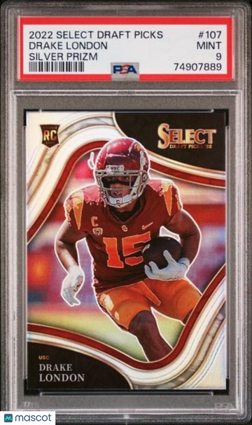 2022 Panini Select Drake London #107 Silver Prizm Rookie PSA 9