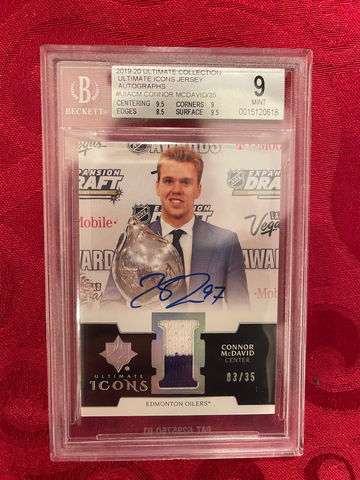 2019-20 Upper Deck Ultimate Collections Icons Patch Auto Connor Mcdavid 3/35