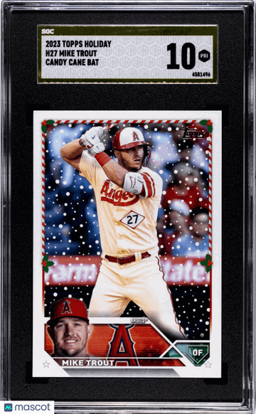 2023 Topps Holiday Mike Trout #H27 Candy Cane Bat SGC 10