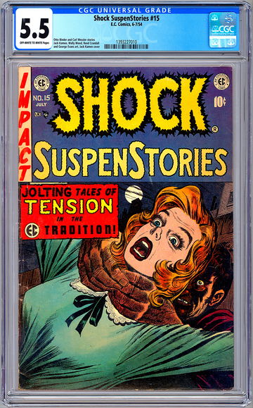 SHOCK SUSPENSTORIES #15 CGC 5.5 *CONTROVERSIAL STRANGULATION CVR STORY* EC 1954