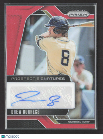 2025 Panini Prizm Prospect Signatures PS-DB Drew Burress Auto Georgia Tech 19/99 Baseball Card