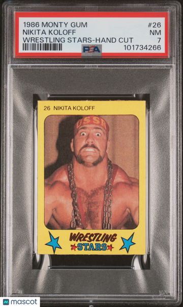 1986 Monty Gum Wrestling Stars-Hand Cut Nikita Koloff #26 26 Rookie PSA 7