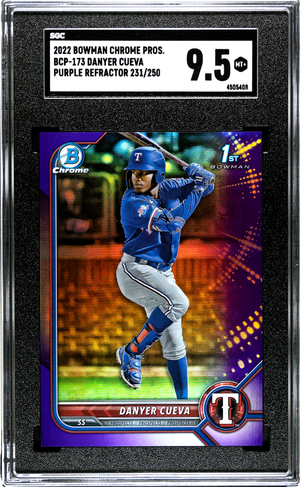 2022 Bowman Chrome Danyer Cueva #BCP-173 Purple Ref. SGC 9.5