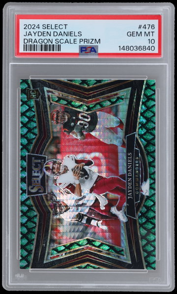 2024 Panini Select Jayden Daniels Field Level Dragon Scale Prizm PSA 10