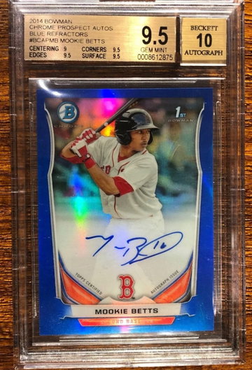 Mookie Betts 2014 Bowman Chrome Blue Refractor Auto /150 BGS 9.5/10