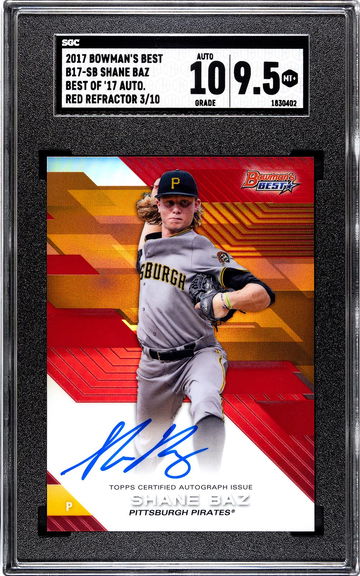 2017 Bowman's Best Best of '17 Auto Red Refractor /10 Shane Baz SGC 9.5 w 10 Autograph Pop 1!!!