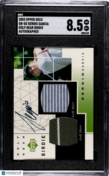 2003 Upper Deck Sergio Garcia #GB-SG Golf Gear Birdie Autograph SGC 8.5