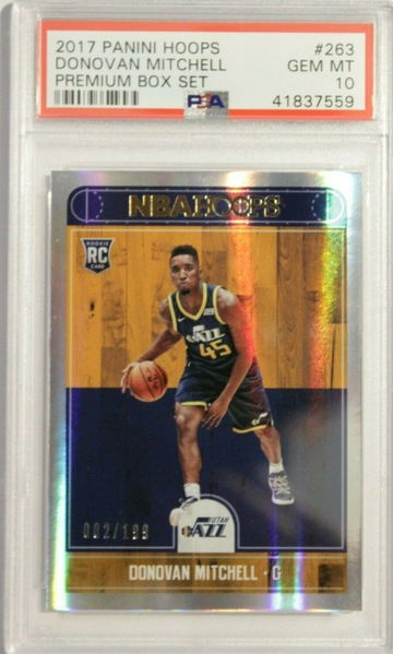 2017 Panini Hoops Donovan Mitchell Premium Box Set #263 ROOKIE /199 PSA 10 POP 6