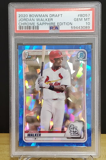 Jordan Walker 2020 Bowman Chrome Draft Sapphire Edition #BD57 1st PSA 10