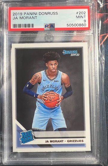 2019 PANINI DONRUSS JA MORANT #202 RC RATED ROOKIE MEMPHIS GRIZZLIES PSA 9 MINT