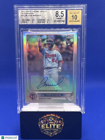 2022 Topps Chrome Update Jose Miranda #AC-JMI Autographs AU RC BGS 8.5 Auto 10