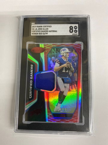 2019 Panini Certified CG-JA Josh Allen certified gamers material mirror red Serial number 53/99