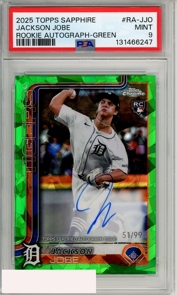 2025 TOPPS CHROME SAPPHIRE ROOKIE AUTOS JACKSON JOBE #RA-JJO GREEN PSA 9 RC