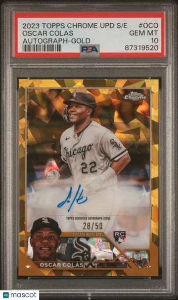 2023 Topps Chrome Update Sapphire Edition Autograph Oscar Colas #OCO Gold PSA 10