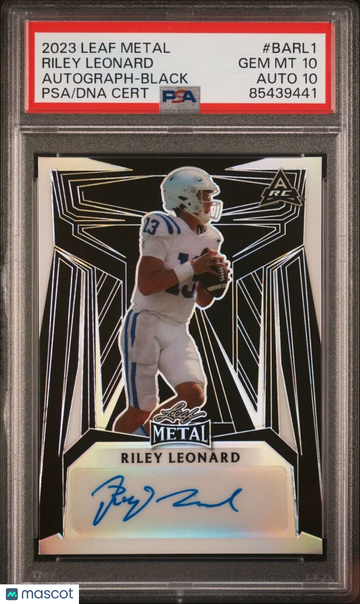 2023 Leaf Riley Leonard #BA-RL1 Black Prismatic Rookie PSA 10 Leaf Auto 10