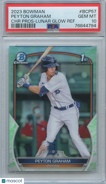 2023 Bowman Chrome Prospects Peyton Graham #BCP-57 Lunar Glow Ref Rookie PSA 10