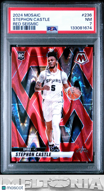 2024-25 Panini Mosaic Stephon Castle #236 Red Seismic Mosaic RC PSA 7