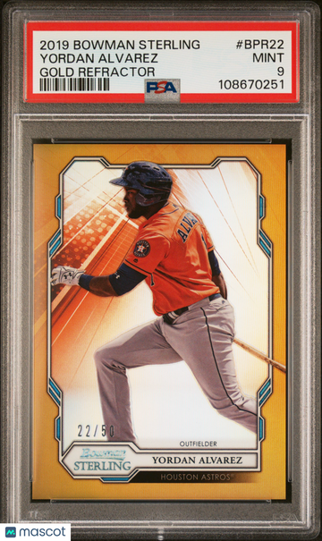 2019 Bowman Sterling Yordan Alvarez #BPR22 Gold Refractor /50 PSA 9