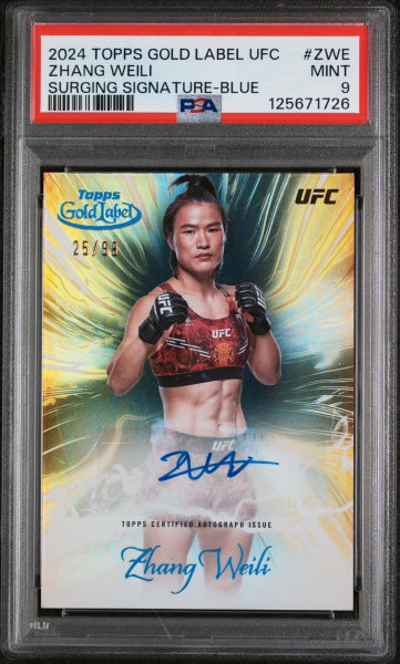 2024 Topps Gold Label UFC Surging Signatures Blue Zhang Weili #ZWE /99 PSA 9