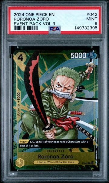 2024 One Piece Event Pack Volume 3 Roronoa Zoro #042 PSA 9