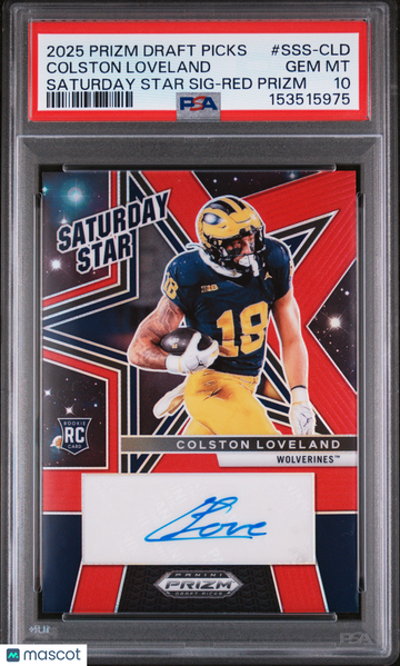 2025 Panini Prizm Draft Picks Saturday Star Signatures Colston Loveland #SSS-CLD Red PSA 10