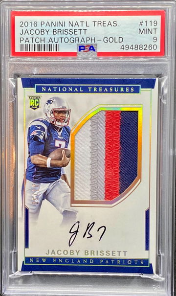 2016 National Treasure Patch Auto Gold Jacoby Brissett PSA 9