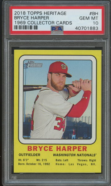 Bryce Harper 2018 Topps Heritage 1969 Collector Card PSA 10