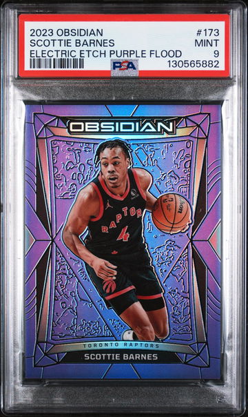 2023 Panini Obsidian Electric Etch Purple Flood Scottie Barnes #173 /49 PSA 9