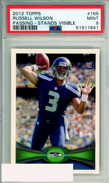 2012 TOPPS RUSSELL WILSON #165 PASSING-STANDS VISIBLE ROOKIE SEAHAWKS PSA 9 MINT