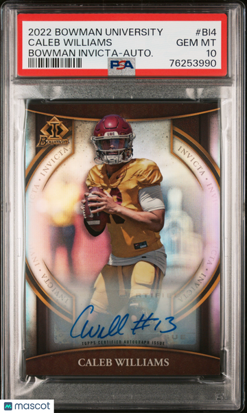 2022 Bowman University Bowman Invicta Caleb Williams #BI4 Autograph PSA 10