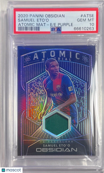 2020 Panini Obsidian Atomic Material Samuel Eto’O #ATSE Purple PSA 10