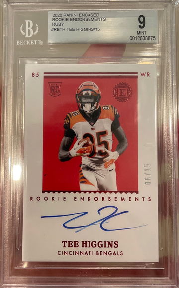 2020 Panini Encased Rookie Endorsements Tee Higgins 06/15 BGS 9 /auto 8