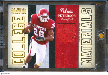 2009 Panini National Treasures College Materials Adrian Peterson #15 /99 Authentic Game-Worn Jersey