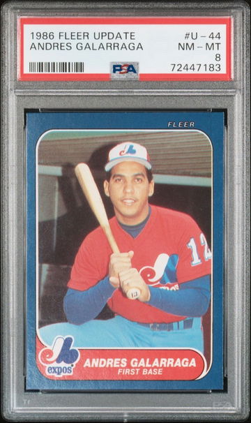 1986 Fleer Update Andres Galarraga Rookie Card #U-44 PSA 8 Montreal Expos RC
