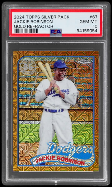 2024 Topps Silver Pack Chrome Promo Jackie Robinson '89 Gold Refractor PSA 10