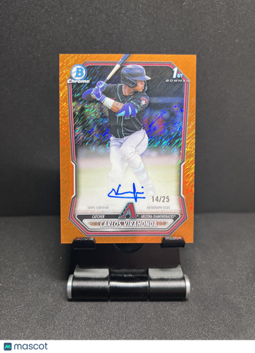 2026 CHROME CARLOS VIRAHONDA 1ST ORANGE SHIMMER REFRACTOR AUTO /25 RC