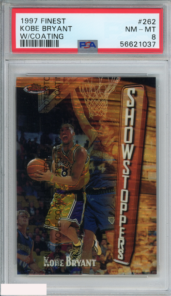 1997 FINEST KOBE BRYANT #262 W COATING LOS ANGELES LAKERS HOF PSA 8 NM-MT